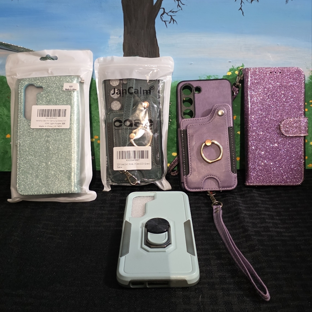 Lavender Glitter Wallet Phone Case with Closure Flap